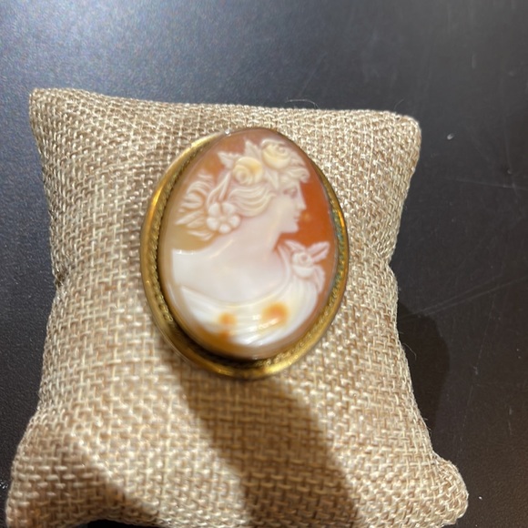 Lovely vintage cameo brooch and pendant profile of a beautiful woman carved with - Picture 3 of 11
